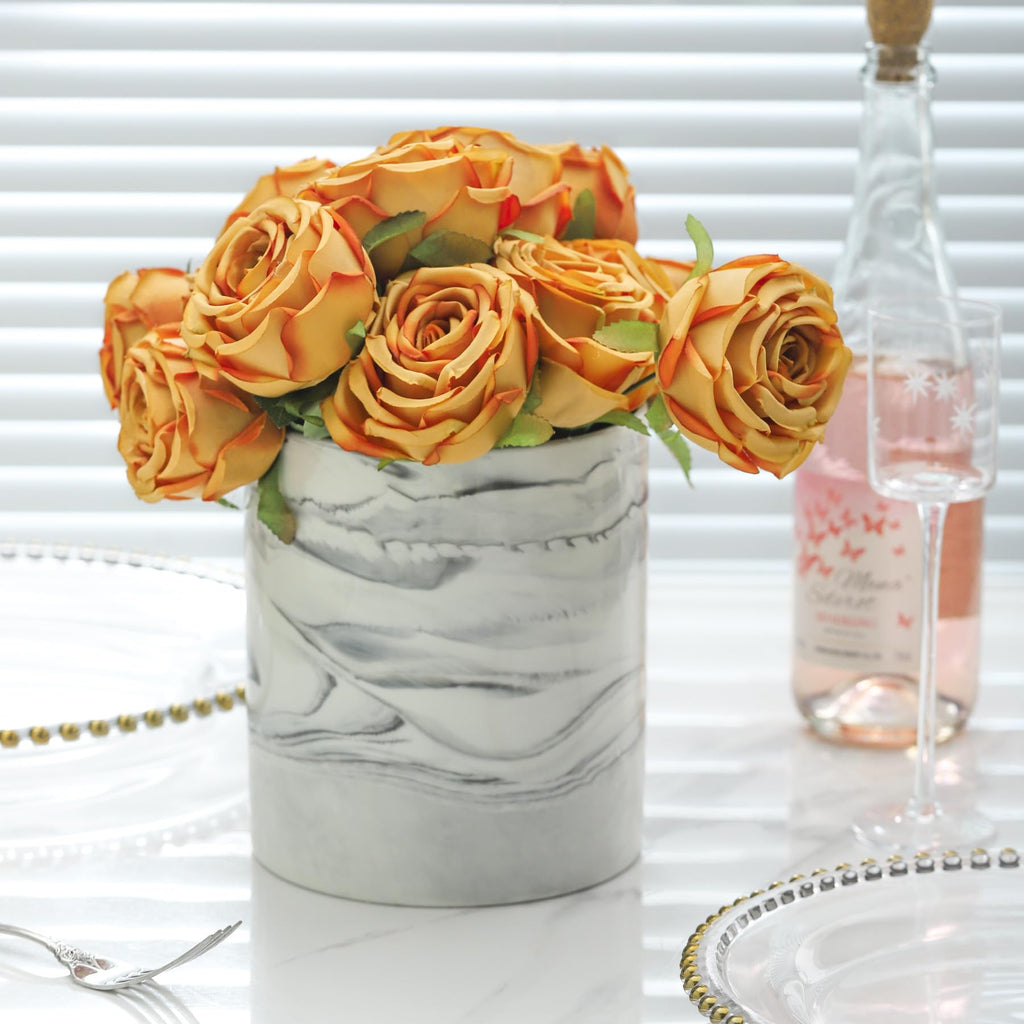 7.2 inch Large Utensil Holder Counter, Golden Marble Utensil Crock Spatula Holder for Countertop Cooking Tools