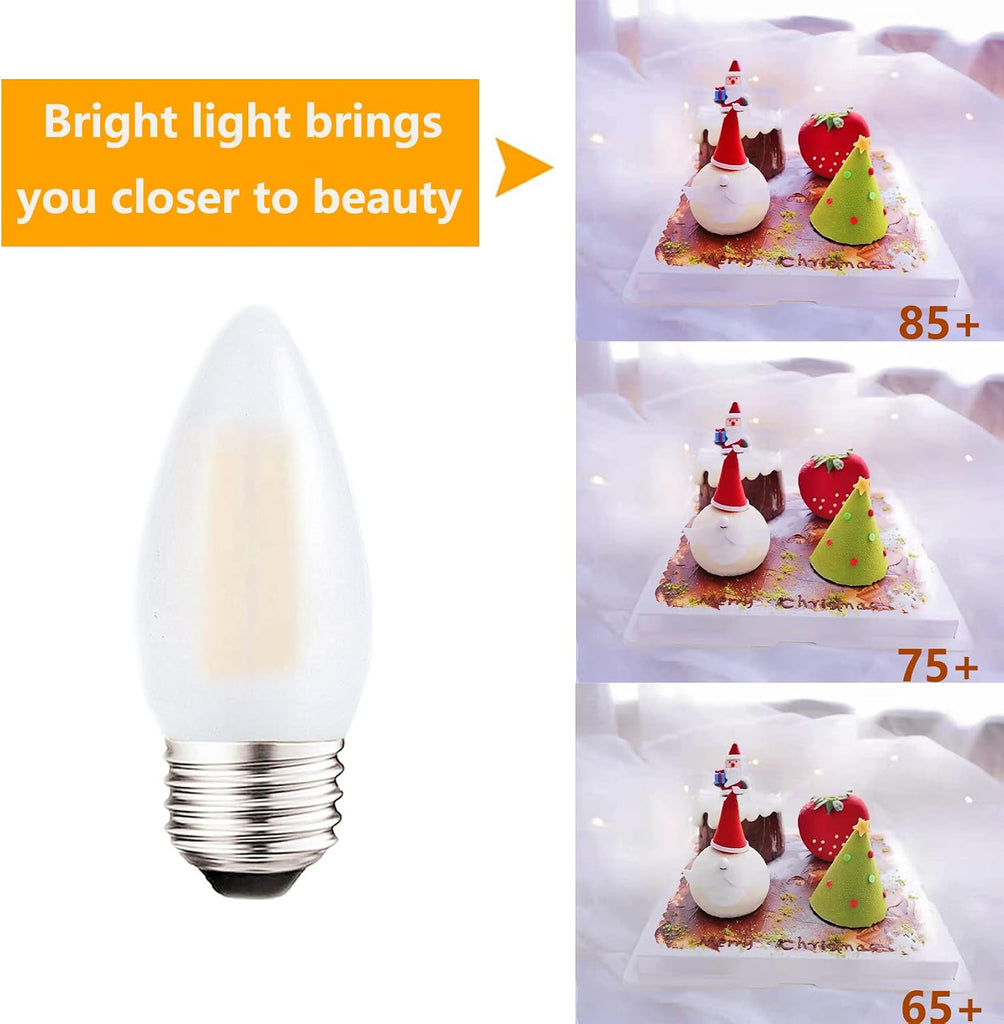 E26 Candelabra Bulb 40W Equivalent Dimmable Chandelier Light Bulbs
