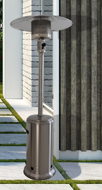 32in Propane Patio Heater, 46000 BTU Steel Gray Outdoor Standing Heater | Extensive Heating Radius With Quiet