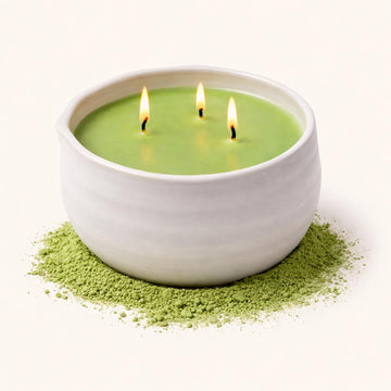 Green Tea Candle - Small 4.25x2.5 Decorative Matcha Scented Candles, Sandalwood Jasmine Aromatherapy for Men or