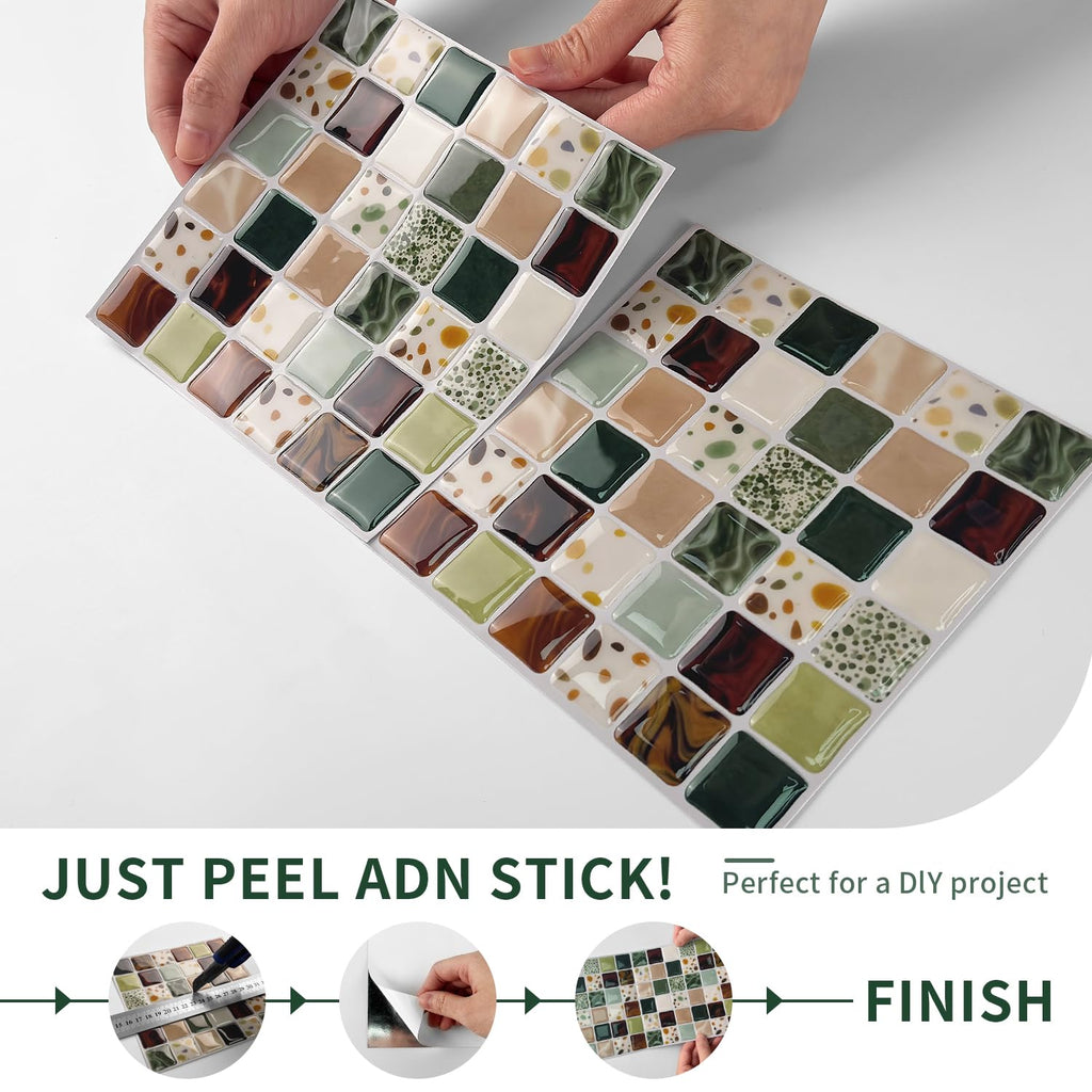 20-Pack 6x6 Peel and Stick Backsplash 3D Mosaic Tiles