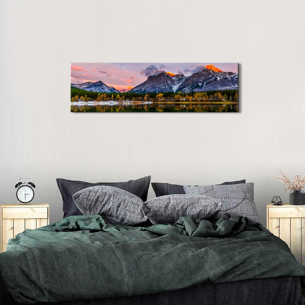 Sunset Landscape Canvas Wall Art Wall Decor Snow Mountain Forest River Nature National Park Scenery Picture Prints