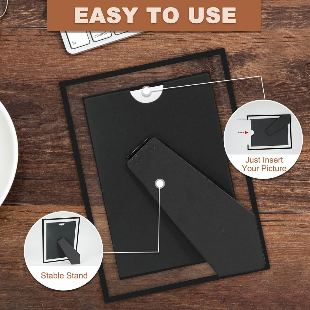 5x7 Picture Frames Set of 2, Black Glass Photo Frame, Only for Tabletop Display, Gift Picture Frame, Horizontally or