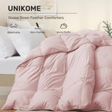 Goose Feather Down Fiber Comforter Queen, All Season Duvet Insert with Soft Downproof Cover