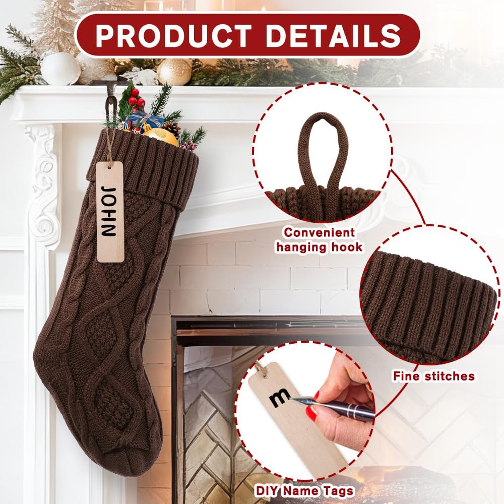 In Christmas Knit Hanging Stocking Xmas Home Decoration - Set of 4