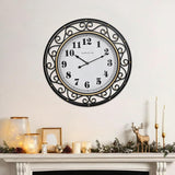 SwallowLiving 24 Inch Vintage Iron Metal Frame Wall Clock Silent, Battery Operated, Elegant Retro Decor