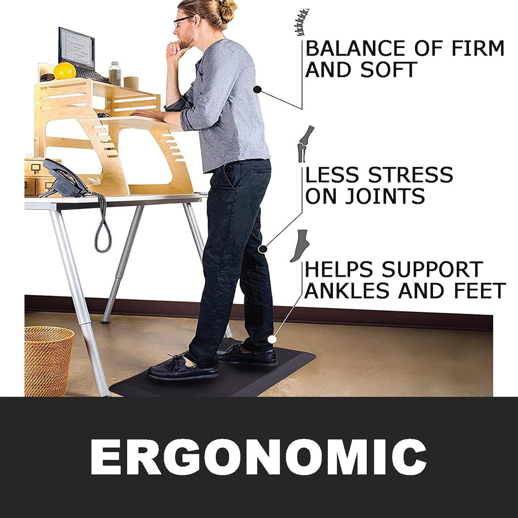 1" Extra Thick Anti Fatigue Comfort Standing Mat | Kitchen Rug, Desk Mats,Massage Points, 140D high Density PU Foam
