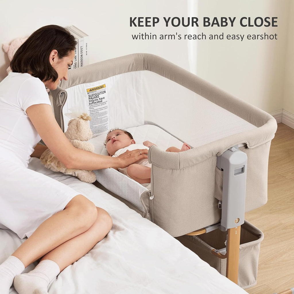 3 in 1 Baby Bassinet, Rocking Bassinet, Bedside Bassinet, 6-Height Adjustable, Bassinet Bedside Sleeper, Bedside