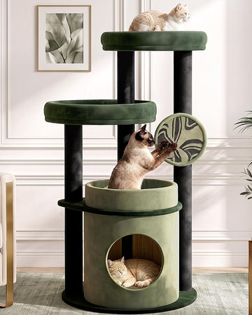 Maine Coon Cat Tree for Large Cats, 46" Cat Tower, Stable Base