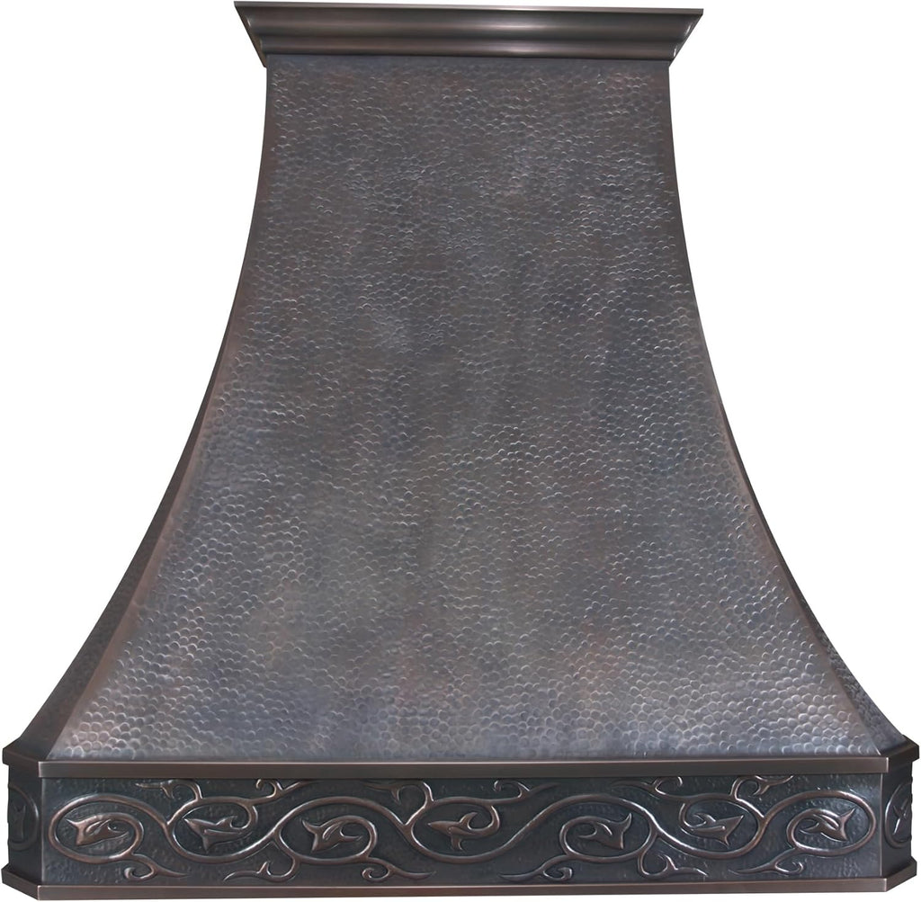 42 Inch Copper Island Mount Range Hood 610 CFM LED Lights Dishwasher-Safe Baffle Filters