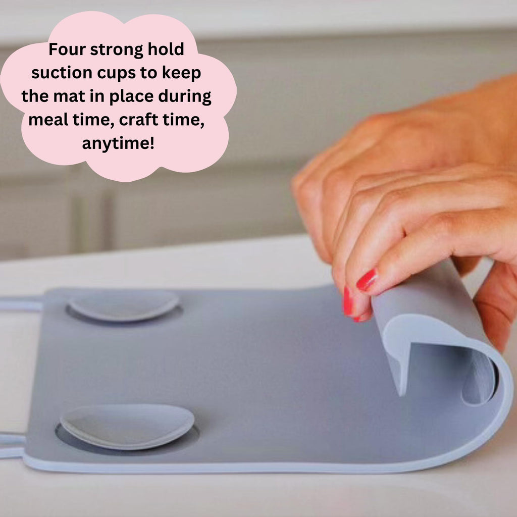 Silicone Suction Baby Placemat with Edge Bumper, Sage Green