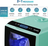 Portable Countertop Dishwashers, 5 Washing Programs Mini Dishwashers with 5 L Built-in Water Tank and Double-layered