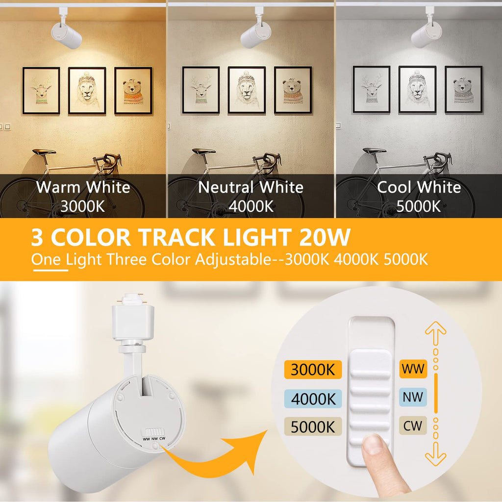 20W Dimmable LED Track Lighting Heads H Type, White 6 Pack
