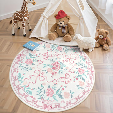 Pink Bow Round Rugs