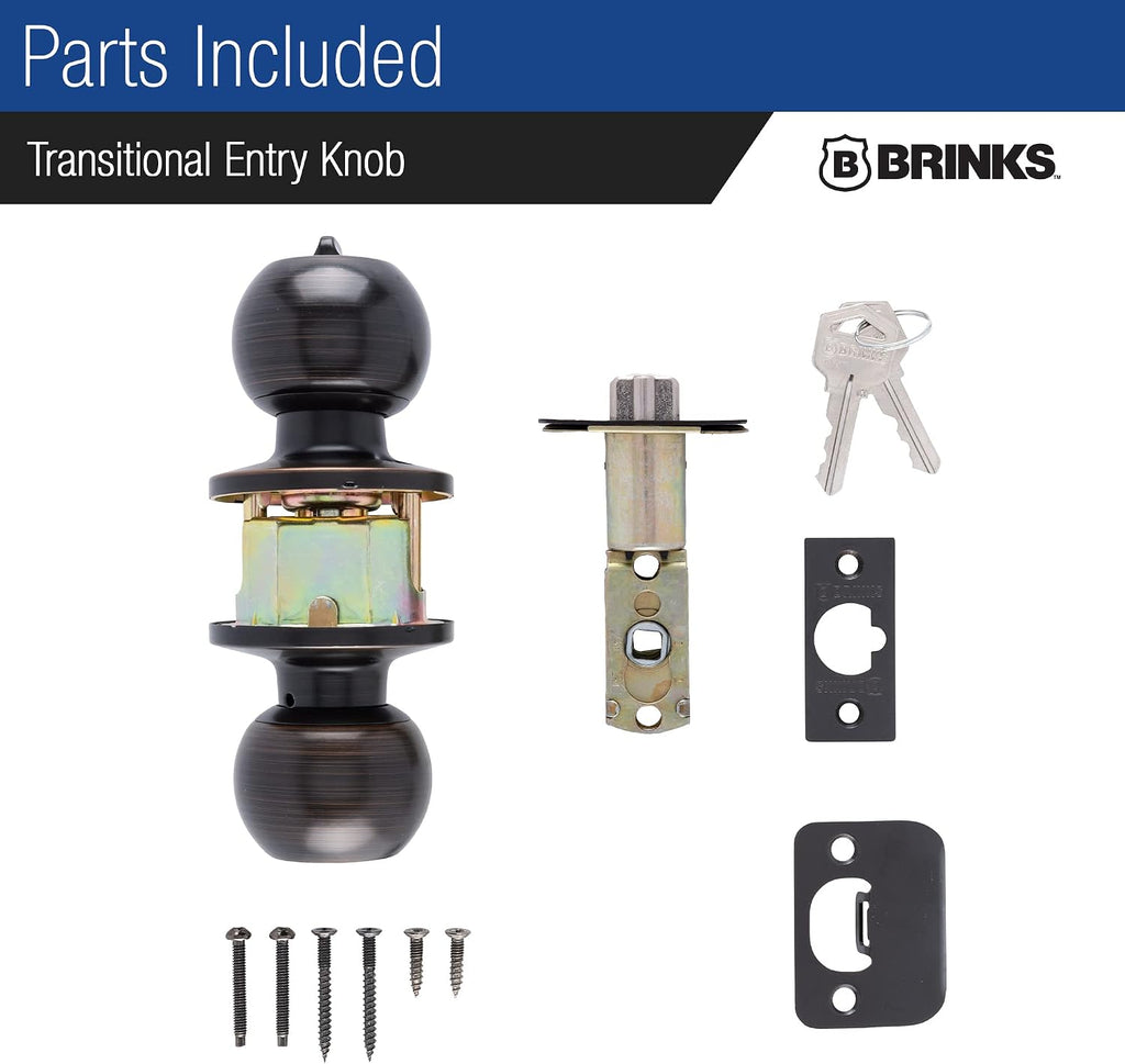 Transitional Keyed Entry Ball Door Knob, Tuscan Bronze