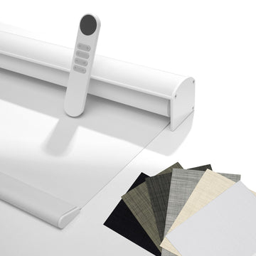 Motorized Roller Blinds - Blackout Chamarel Fabric Smart Electric Shades with Remote, Compatible with Alexa/Google