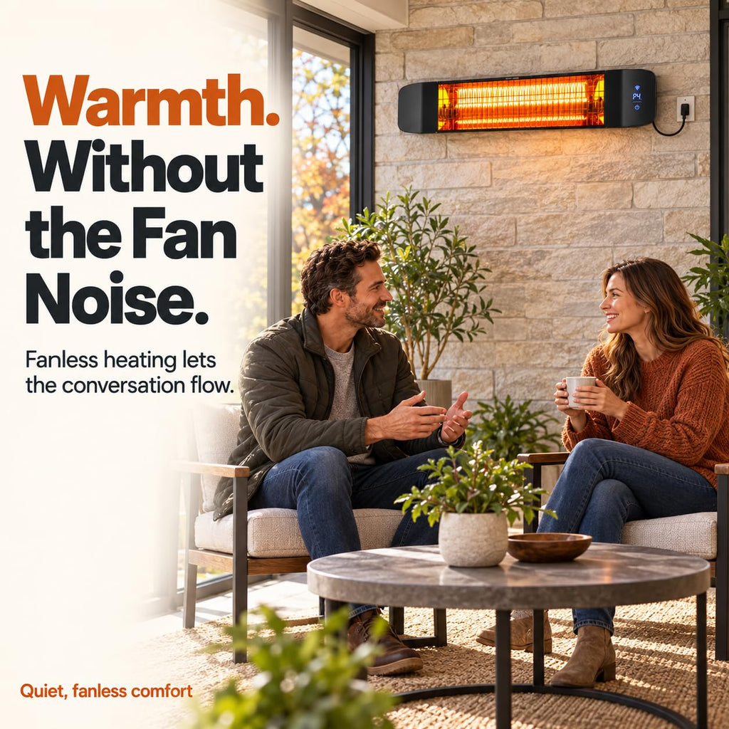 Electric Infrared Patio Heater, WiFi Wall-Mount, Black
