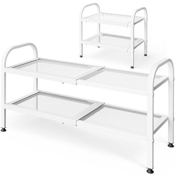 Metal Expandable Shoe Rack, 18.1-29.5" x 11.4" x 17.1", White
