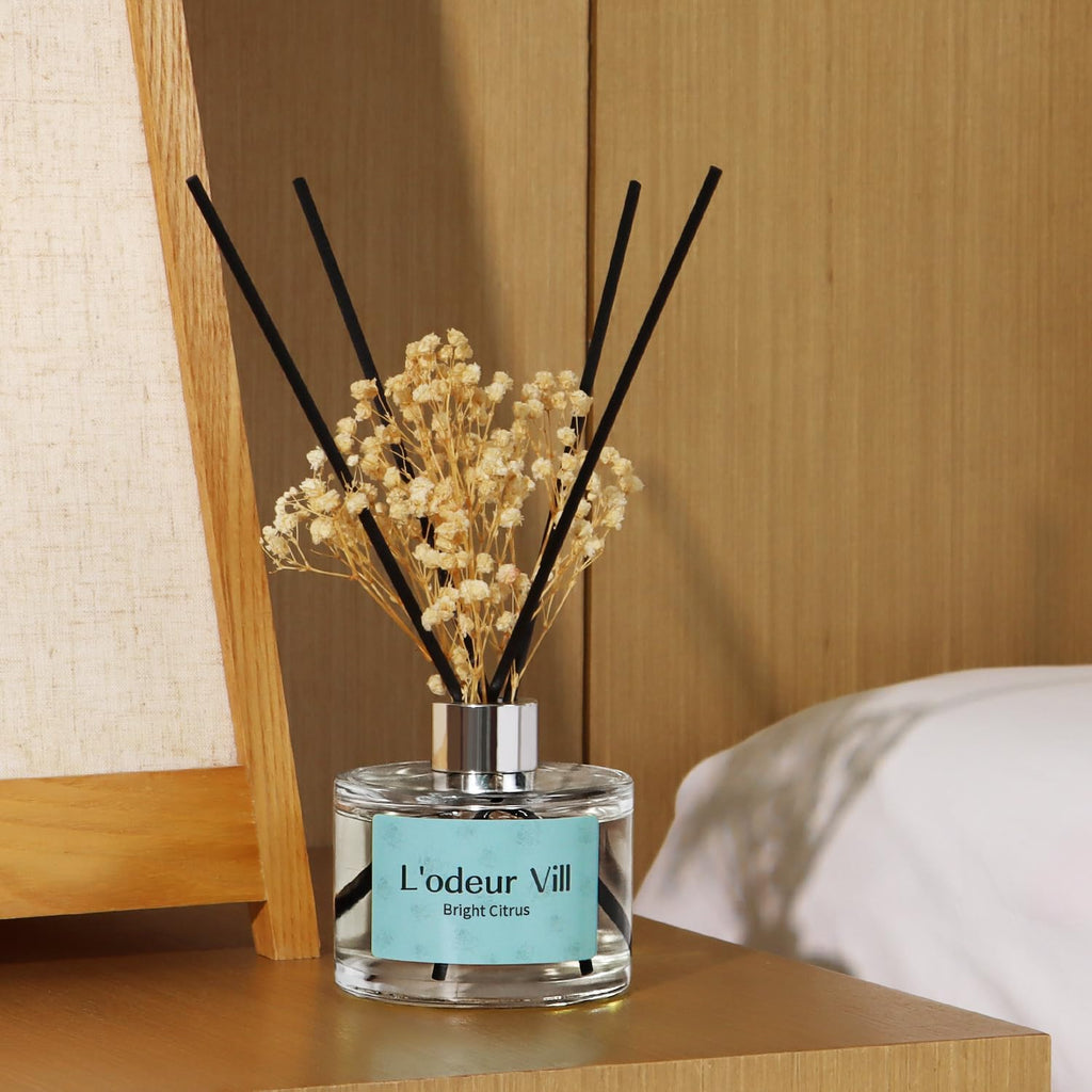 Vill Reed Diffuser Set, 6.7 oz(200ml) Bright Citrus Scented Diffuser with 6 Oil Diffuser Sticks, Home Fragrance