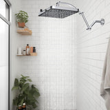 Rain Shower Head, 13'' High Pressure Rainfall Square 5 Spray Mode Showerhead with 16" Shower Head Extension Arm
