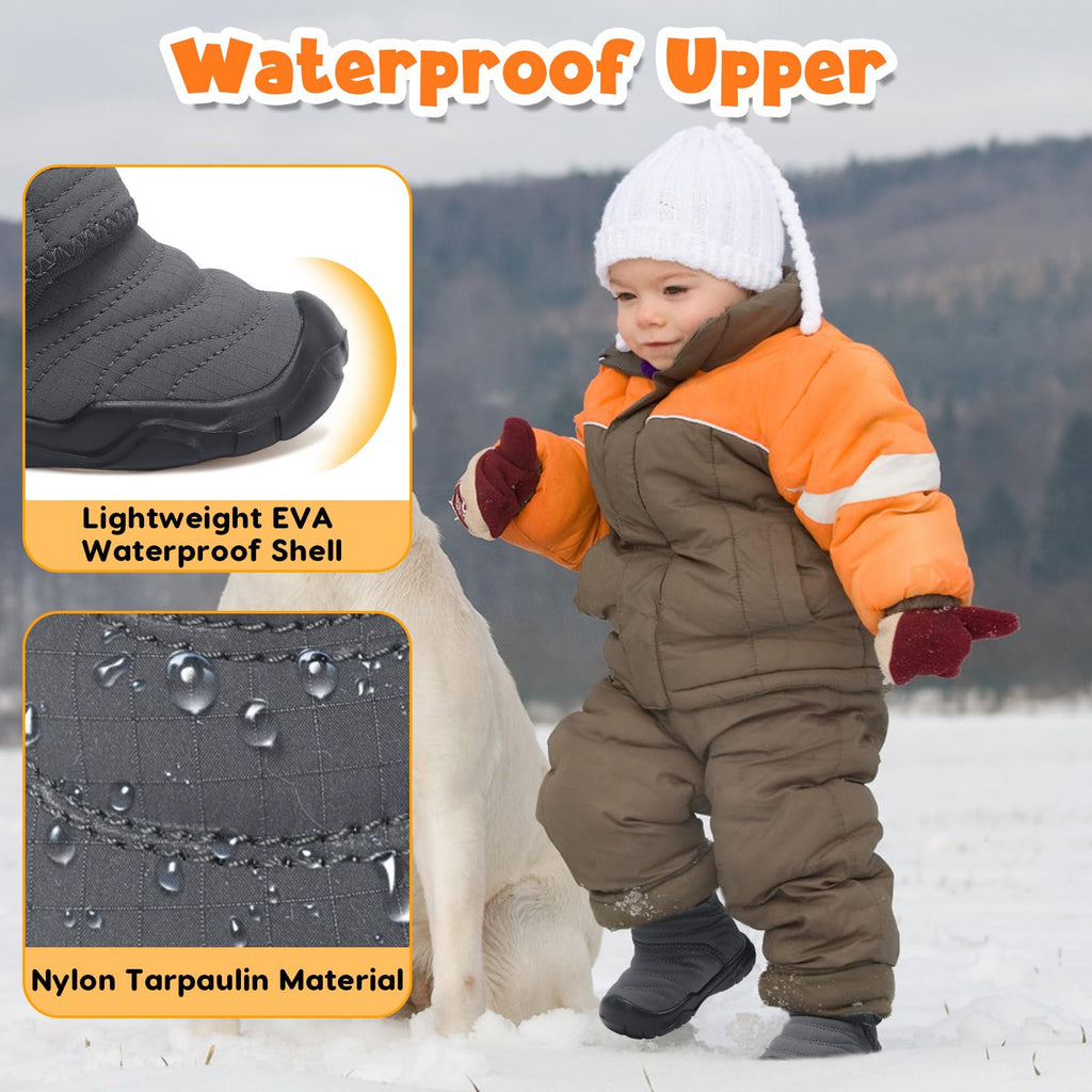 Baby Girls Boys Winter Boots Soft Bottom Non-Slip Warm Toddler Walking Shoes Infant Slippers Grey Baby