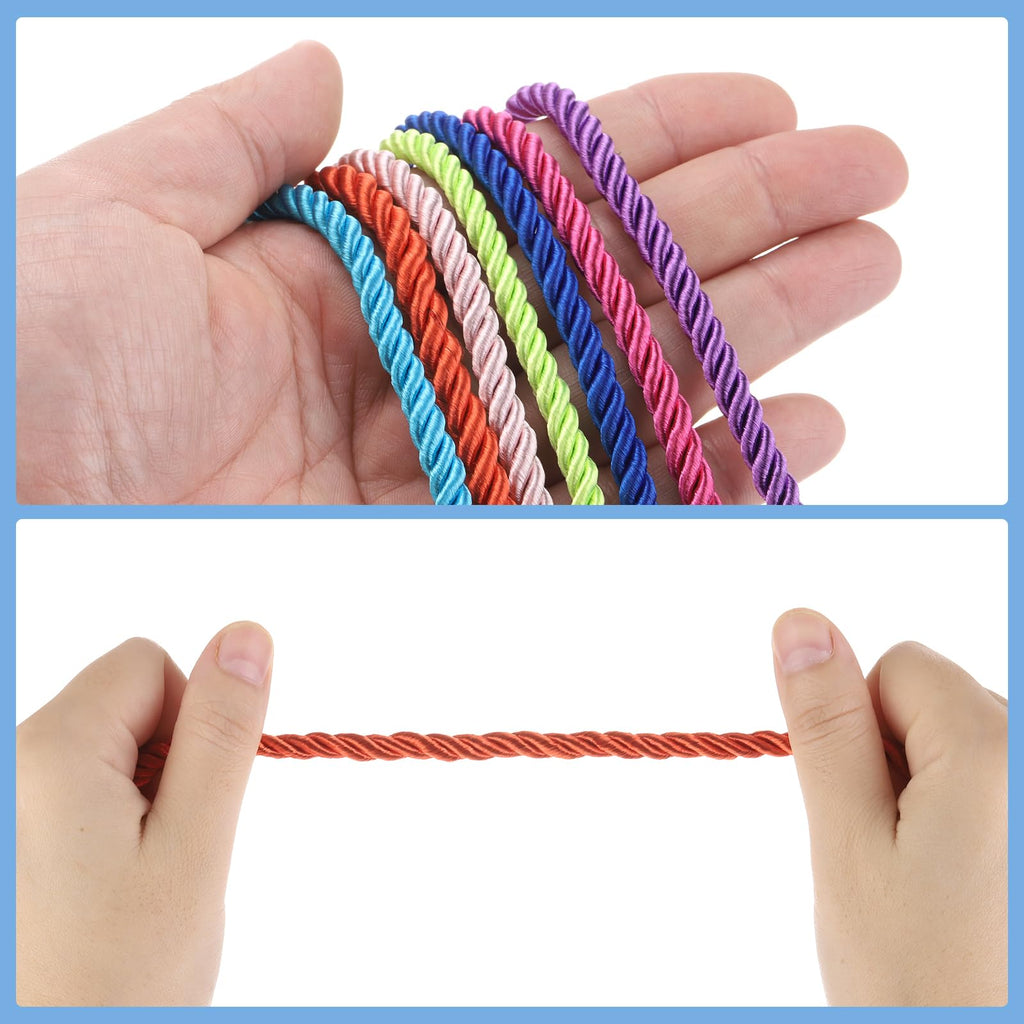 Twisted Cord Trim, 11 Yard 3mm 3-Ply Twine Braided Rope Shiny Thread String for Craft Gift Bag Curtain Christmas