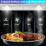 30 Inch Stainless Steel Range Hood Insert 500 CFM 4 Speed LED Lights Dishwasher-Safe Baffle Filters