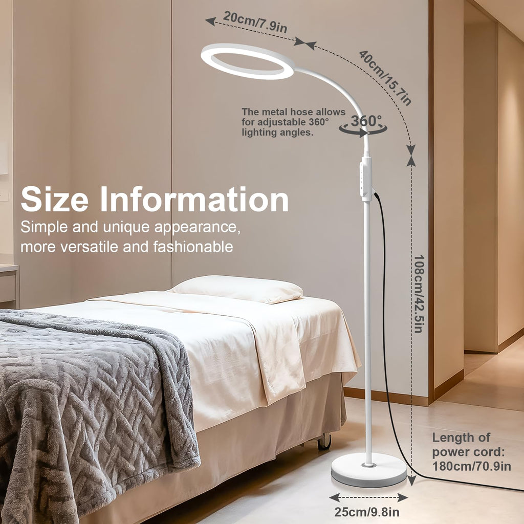 Supe Bright 24W Dimmable LED Floor Lamp with Remote Touch Control Adjustable Gooseneck Standing Light for Reading