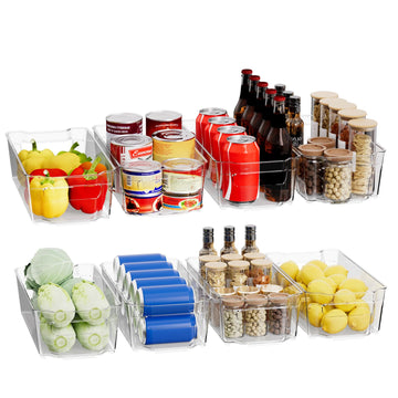 Clear Fridge Organizer, Refrigerator Organizer Bins with Handle, Freezer, Kitchen Cabinet, Pantry Organization, BPA
