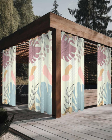 Outdoor Curtains Waterproof, Bohemian Tropical Plant Privacy Screen Outdoor Front Porch Decor, Grommet Outside