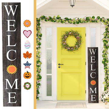 Extra Large 5FT Premium Wooden Interchangeable Welcome Sign for Front Door Porch Sign - 5 ft (58 x 11 Inch) 8