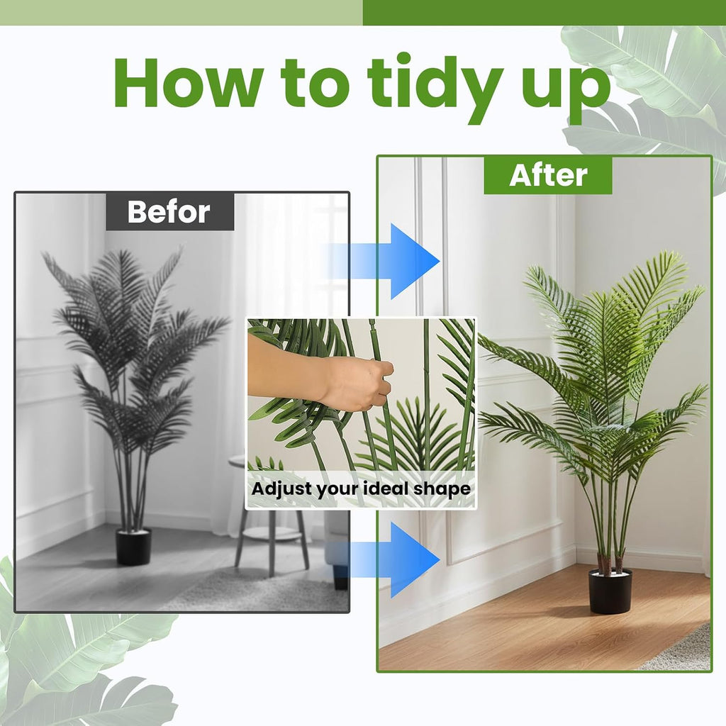 Artificial Palm Trees, 6FT Tall Faux Tree and Outdoor, Artificial Plants with Basic Planter, Suitable, Porch Outside