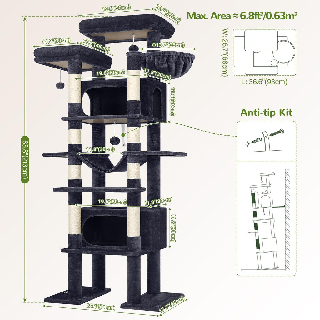 Giant Tall Heavy Duty Cat Tower for Indoor Large Cats