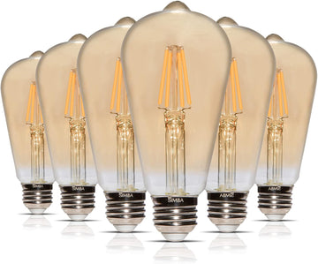 LED Edison Vintage Filament ST21 6W Bulbs E26, 2200K, 6 Pack
