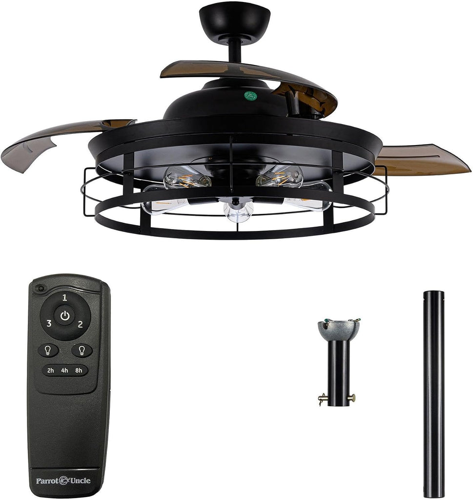 52" Retractable Ceiling Fans with Lights and Remote