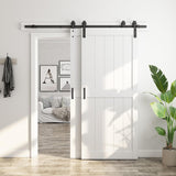 36in x 84in Double MDF Sliding Barn Doors with 6.6FT Bypass Barn Door Hardware Kit, Save Space, Wate