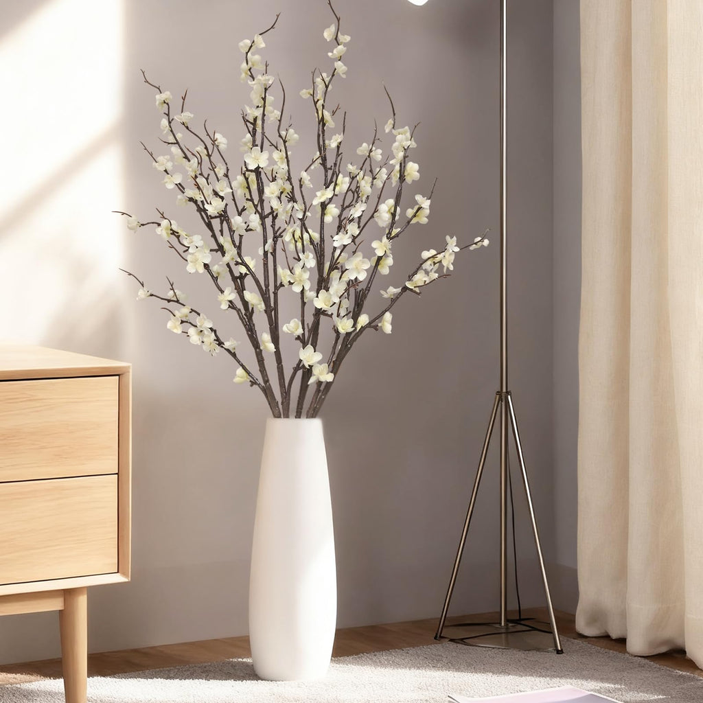 4 Pcs Cherry Blossom Branches 39 Inch White Fake Flowers