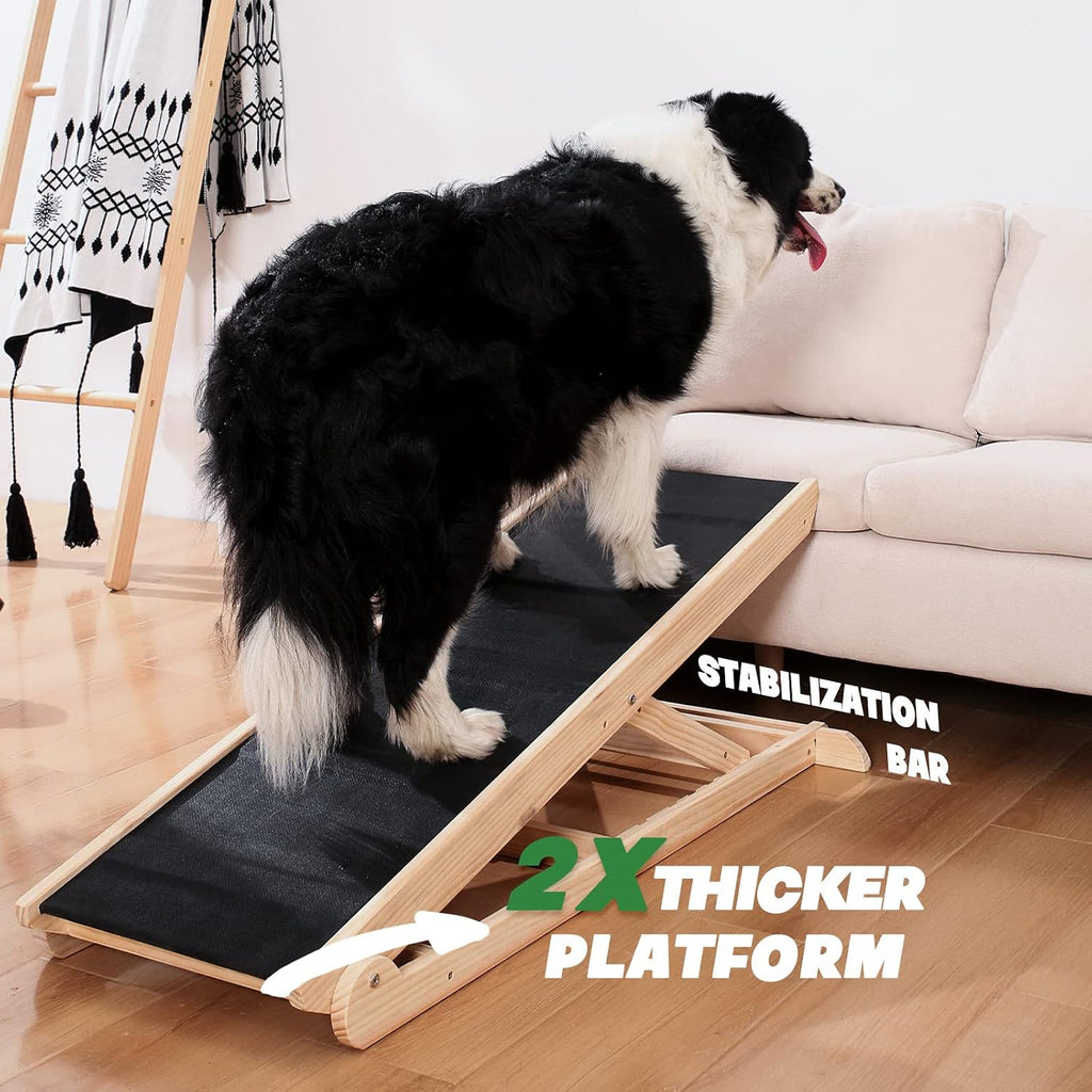 Dog Ramp for Couch & Bed, Adjustable Wooden Ramp for Dogs