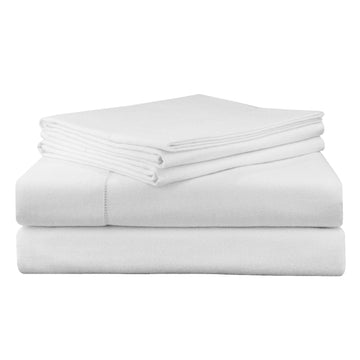 200 GSM 100% Cotton Flannel Sheet Set, White - Warm & Cozy - Pre-Shrunk -Deep Pockets - Elastic All