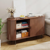 Buffet Sideboard Cabinet with Storage, 55" Fluted Cabinet with Sliding Door & Adjustable Shelf