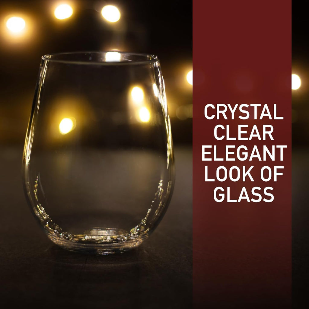 Unbreakable Tritan Wine Glasses, 20 oz (Set of 8) - Shatterproof, Crystal-Clear, BPA-Free Plastic Tumblers - Indoor &