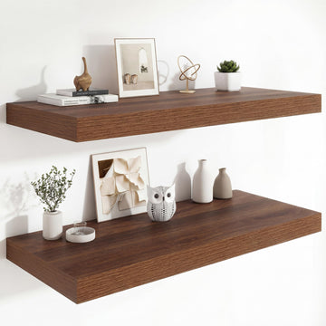 36 x 12 Deep Floating Shelves Wall Mounted Set of 2 Walnut