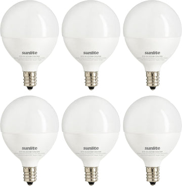 G16.5 Light Bulb LED, 5W (40W Equiv.), 350 Lumens, Dimmable, Type G Globe Shape E12 Candelabra Base, Short Bulbs