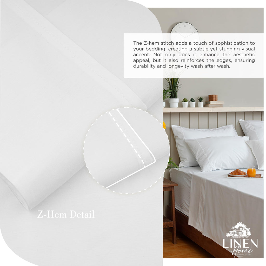 Home 100% Cotton Percale Cal King Sheets 4Pc Cooling Set, Snow White