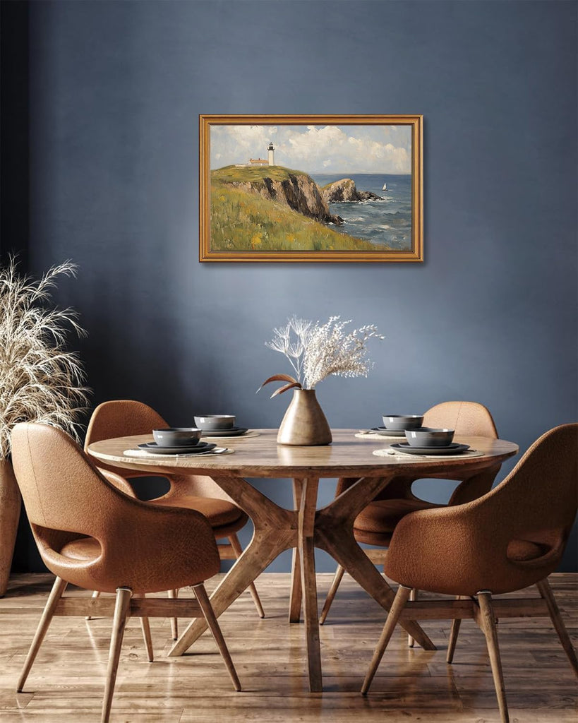 Gold Framed Wall Art Vintage Lighthouse Canvas Art Prints
