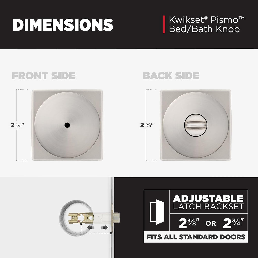 Pismo Interior Privacy Door Knob with Lock, Door Handle , Satin Nickel Keyless Turn Lock Doorknob, with Antimicrobial Protection