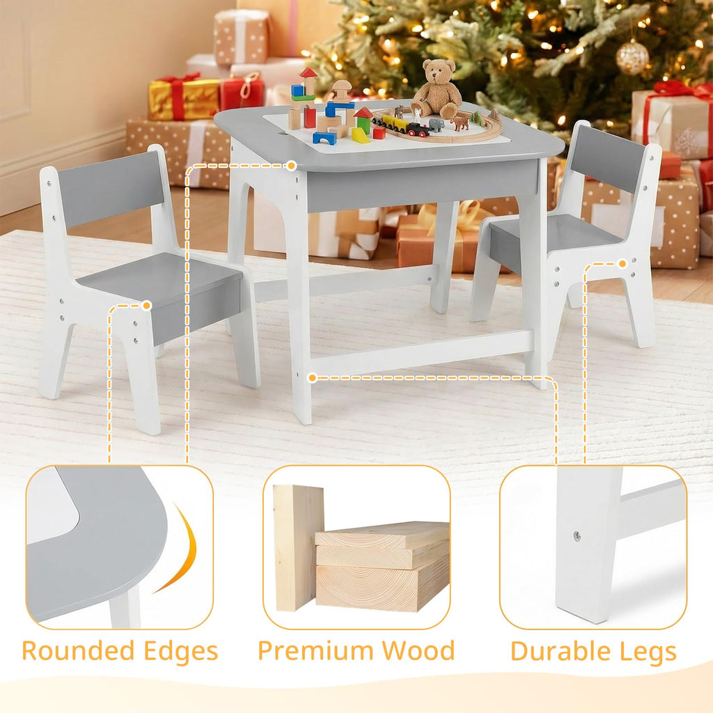 Kids Table and Chair Set with Detachable Tabletop, Grey