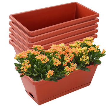 Window Box Planter, 7 Pack Plastic Vegetable Flower Planters Boxes