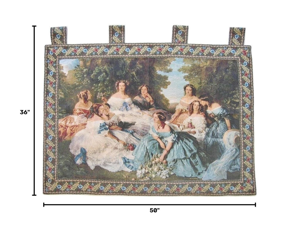 French Rococo Tapestry - 'Her Ladies in Waiting' Spanish Party Classical Baroque Woven Wall Hanging - 18th Century