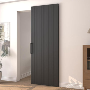 32"x86" Concealed Sliding Barn Door with Soft Close Hardware Kit, Black Hidden Door for Opening 24"-